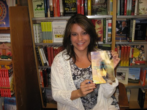 Author Alisa Valdes and her YA novel The Temptaion. At Bookworks bookstore in Albuquerque.